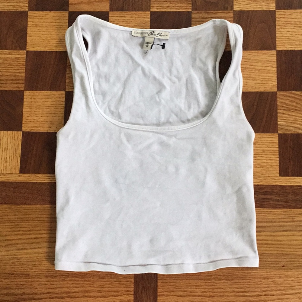 Express One Eleven White Crop Tank